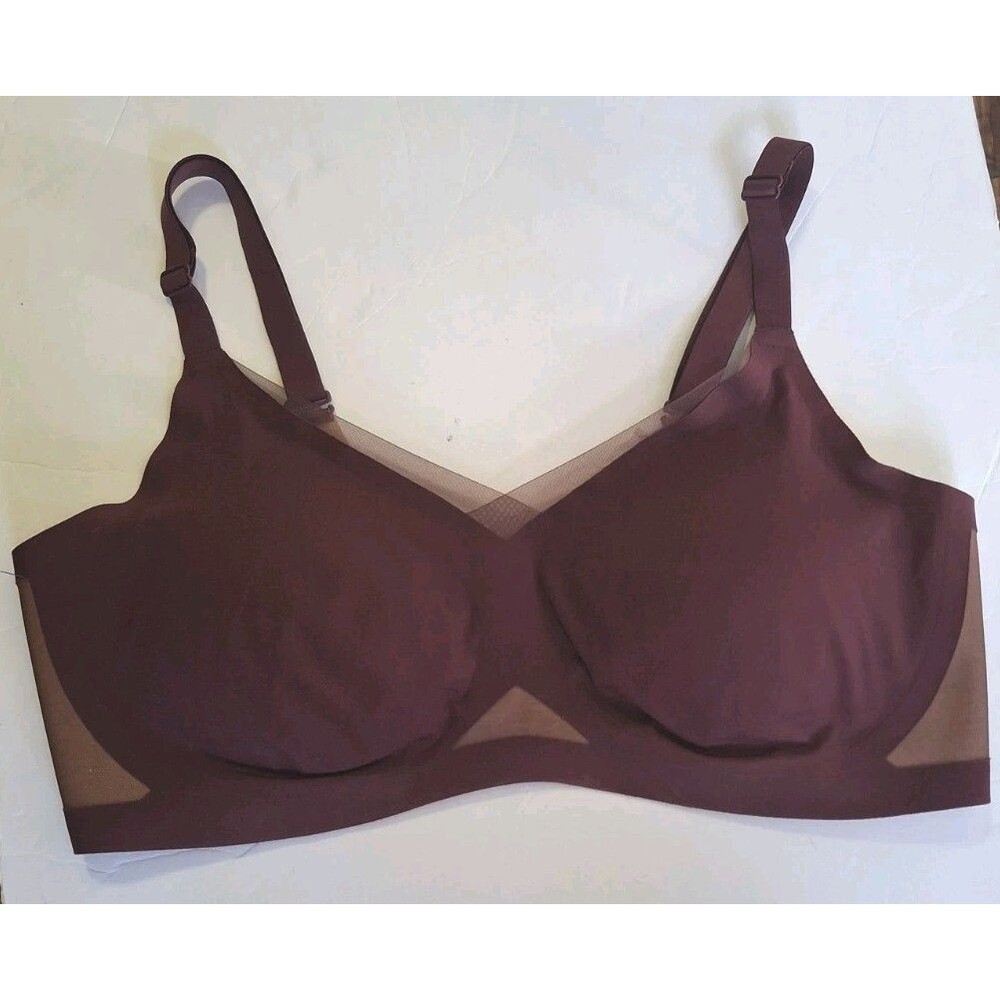 Honeylove Crossover Wireless Bra Size 1X  Maroon Red  Tan Padded Lightly Lined - Picture 2 of 9